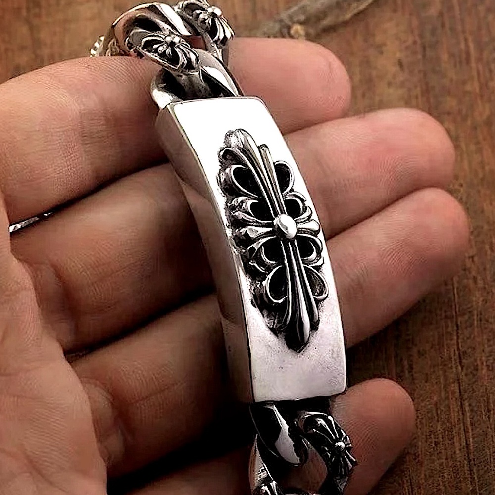 Stainless Steel Vintage Style Cross Unisex Bracelet Chain Link - Picture 2 of 5